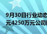 9月30日行业动态:清源股份：拟回购2125万元4250万元公司股份