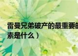 雷曼兄弟破产的最重要的因素（雷曼兄弟破产的最重要的因素是什么）