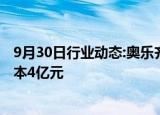 9月30日行业动态:奥乐齐在上海成立信息科技公司，注册资本4亿元