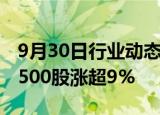 9月30日行业动态:创业板指涨逾9%，市场近500股涨超9%