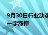 9月30日行业动态:竞价看龙头：焦点股全线一字涨停