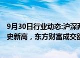 9月30日行业动态:沪深两市今日成交额合计25930亿元创历史新高，东方财富成交额居首