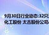 9月30日行业动态:32只港股9月27日获公司回购，中国石油化工股份 太古股份公司A 太古地产回购金额最大