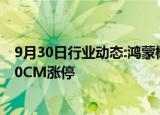 9月30日行业动态:鸿蒙概念再度走强，润和软件 安硕信息20CM涨停