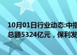 10月01日行业动态:中指研究院：1—9月TOP100企业拿地总额5324亿元，保利发展 绿城中国 建发房产位列前三