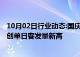 10月02日行业动态:国庆假期首日南铁发送旅客168万人次，创单日客发量新高