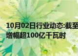 10月02日行业动态:截至9月底，三峡电站发电量较去年同期增幅超100亿千瓦时