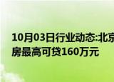 10月03日行业动态:北京公积金中心：京籍二孩以上家庭购房最高可贷160万元