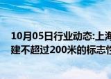 10月05日行业动态:上海浦东34.4亿元出让一商办地块，将建不超过200米的标志性建筑