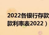 2022各银行存款利率（各大银行3年定期存款利率表2022）