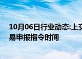 10月06日行业动态:上交所：自10月8日起延长接受指定交易申报指令时间