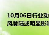 10月06日行业动态:10月份预计有1至2个台风登陆或明显影响我国