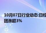 10月07日行业动态:日经225指数涨幅扩大至超2%，软银集团涨超3%