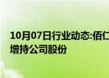 10月07日行业动态:佰仁医疗：控股股东 实际控制人金磊拟增持公司股份