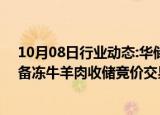 10月08日行业动态:华储网：10月9日将开展两批次中央储备冻牛羊肉收储竞价交易，共计6000吨