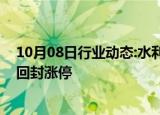 10月08日行业动态:水利管网板块短线拉升，青龙管业直线回封涨停