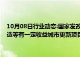 10月08日行业动态:国家发改委副主任刘苏社：研究将老旧街区厂区改造等有一定收益城市更新项目纳入地方政府专项债支持范围