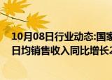 10月08日行业动态:国家税务总局：国庆假期消费相关行业日均销售收入同比增长25.1%