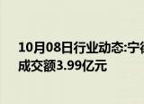 10月08日行业动态:宁德时代今日大宗交易成交135万股，成交额3.99亿元