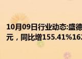 10月09日行业动态:盛德鑫泰：前三季度预盈1.85亿元1.9亿元，同比增155.41%162.32%