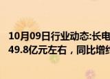 10月09日行业动态:长电科技：前三季度合并营业收入预估249.8亿元左右，同比增约22.3%