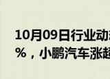 10月09日行业动态:香港恒生科技指数涨超4%，小鹏汽车涨超10%