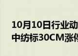 10月10日行业动态:北证50涨幅扩大至5%，中纺标30CM涨停