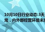 10月10日行业动态:3天2板长亮科技：近期公司经营情况正常，内外部经营环境未发生重大变化