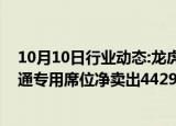 10月10日行业动态:龙虎榜丨常山北明今日涨7.14%，深股通专用席位净卖出4429.59万元