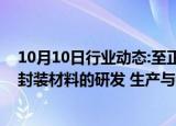 10月10日行业动态:至正股份：拟置入资产主要从事半导体封装材料的研发 生产与销售，股票停牌