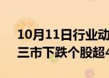 10月11日行业动态:创业板指下挫跌逾4%，三市下跌个股超4600只