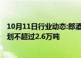 10月11日行业动态:郎酒股份：2025年酱香郎酒销售投放计划不超过2.6万吨