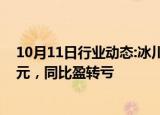 10月11日行业动态:冰川网络：前三季度预亏4.1亿元5.1亿元，同比盈转亏