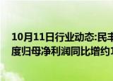 10月11日行业动态:民丰特纸：营业成本下降，预计前三季度归母净利润同比增约124%