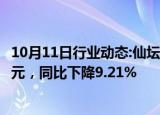 10月11日行业动态:仙坛股份：9月鸡肉产品销售收入4.33亿元，同比下降9.21%