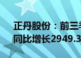 正丹股份：前三季度归母净利润8.25亿元，同比增长2949.37%