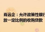 肖远企：允许政策性银行 商业银行对闲置存量土地的收购发放一定比例的收购贷款