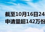 截至10月16日24时，全国汽车报废更新补贴申请量超142万份