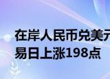 在岸人民币兑美元收盘报7.1035，较上一交易日上涨198点