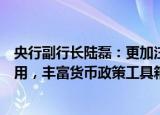 央行副行长陆磊：更加注重发挥利率等价格型调控机制的作用，丰富货币政策工具箱