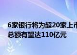 6家银行将为超20家上市公司提供股票回购增持贷款，资金总额有望达110亿元