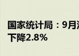 国家统计局：9月汽油产量1349.4万吨，同比下降2.8%