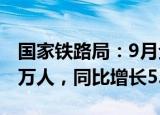 国家铁路局：9月全国铁路旅客发送量34166万人，同比增长5.1%