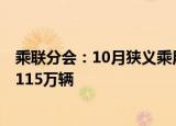 乘联分会：10月狭义乘用车零售预计220万辆，新能源预计115万辆