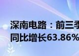 深南电路：前三季度归母净利润14.88亿元，同比增长63.86%