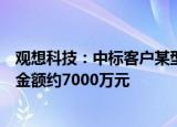 观想科技：中标客户某型无人装备智能载荷项目，预计合同金额约7000万元