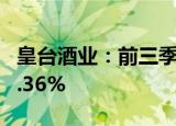 皇台酒业：前三季度归母净利润同比增长545.36%