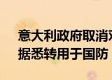 意大利政府取消对汽车行业46亿欧元拨款，据悉转用于国防