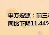 申万宏源：前三季度归母净利润38.5亿元，同比下降11.44%