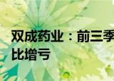 双成药业：前三季度净亏损3783.77万元，同比增亏